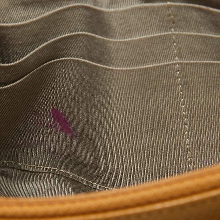 Pre Owned Chanel Tan Caviar Leather Half Moon Wallet On Chain