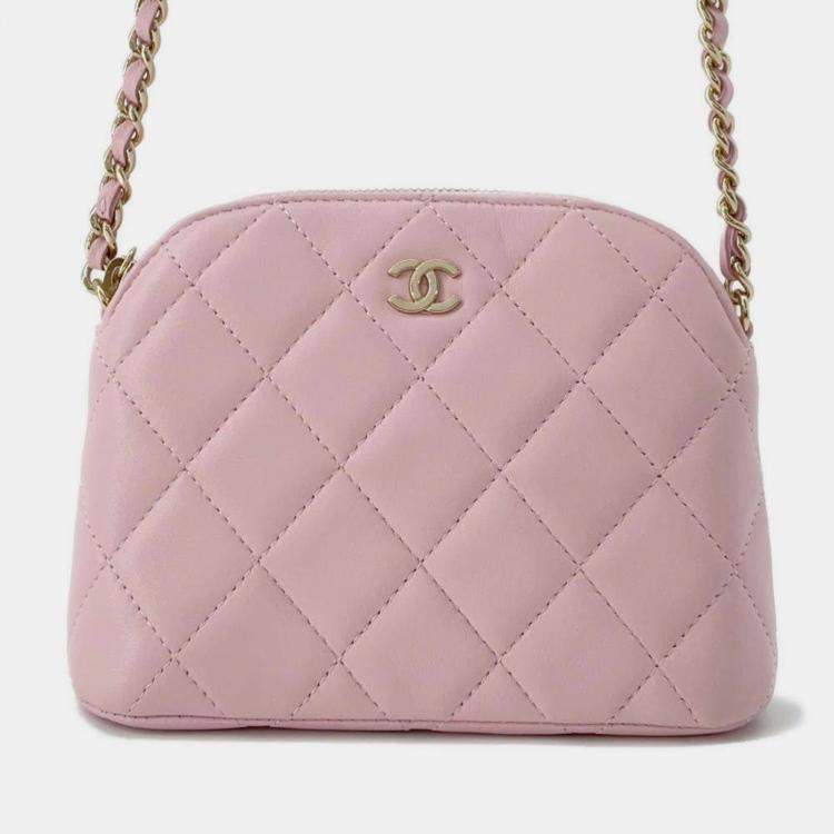 Chanel Pink Lambskin Chain Clutch Shoulder Bag