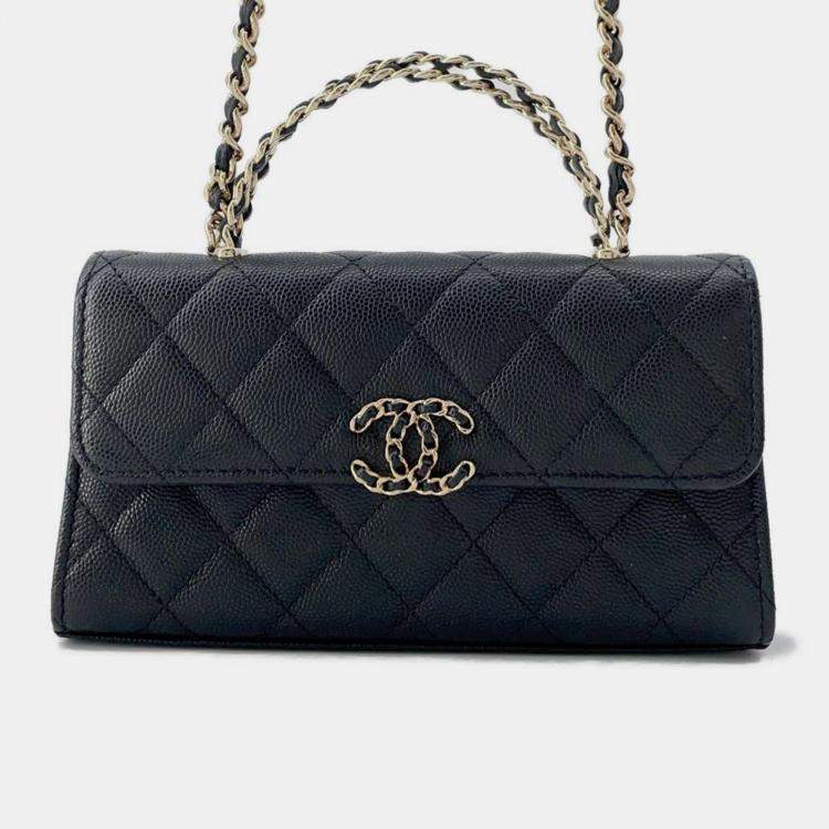 Chanel Black Caviar Leather Matelasse phone case bag