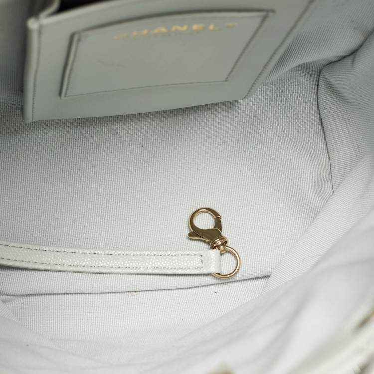 Pre Owned Chanel Pale Green Quilted Caviar Leather CC Classic Backpack