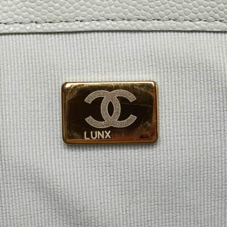 Pre Owned Chanel Pale Green Quilted Caviar Leather CC Classic Backpack