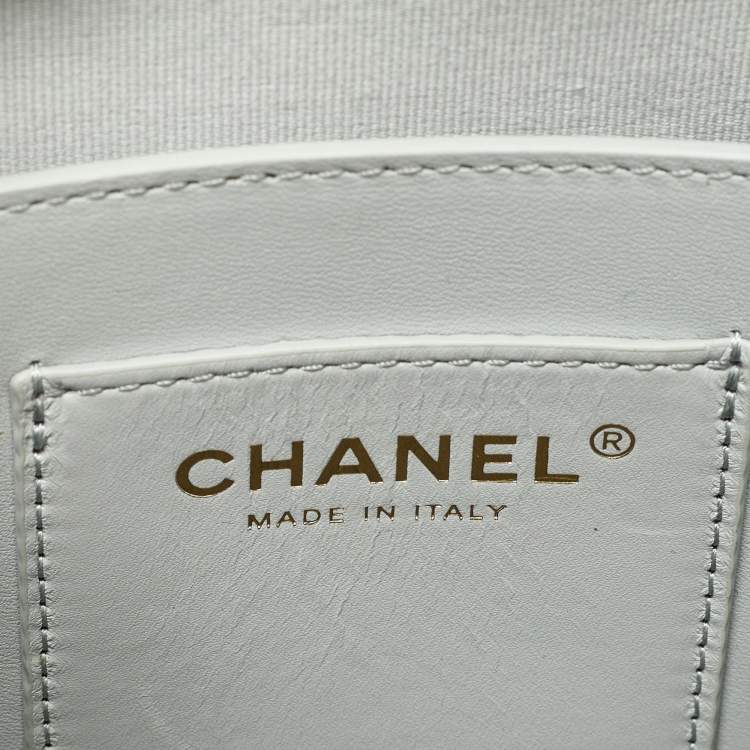 Pre Owned Chanel Pale Green Quilted Caviar Leather CC Classic Backpack