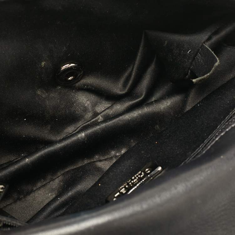 Pre Owned Chanel Black Leather and Sequins Classic Single Flap Flap Bag