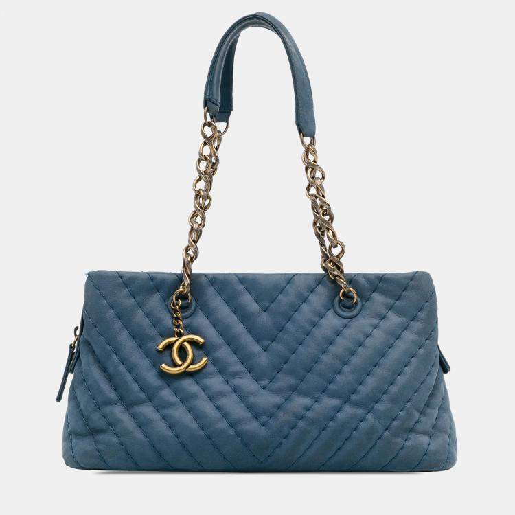 Chanel Calfskin Chevron Surpique Iridescent Small Tote Bag Chanel TLC