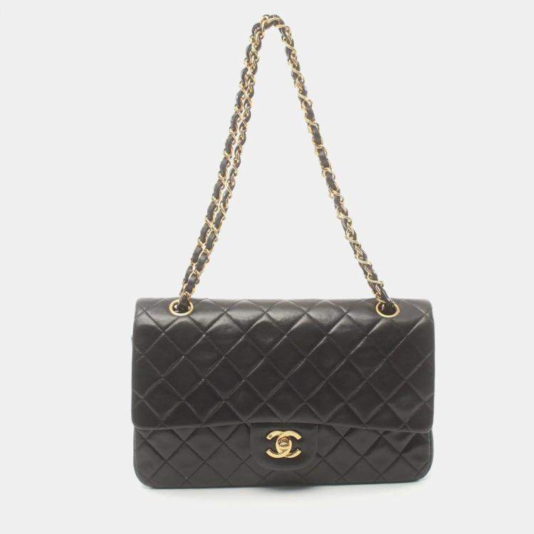 Chanel Black Leather Medium Classic Double Flap Shoulder Bag