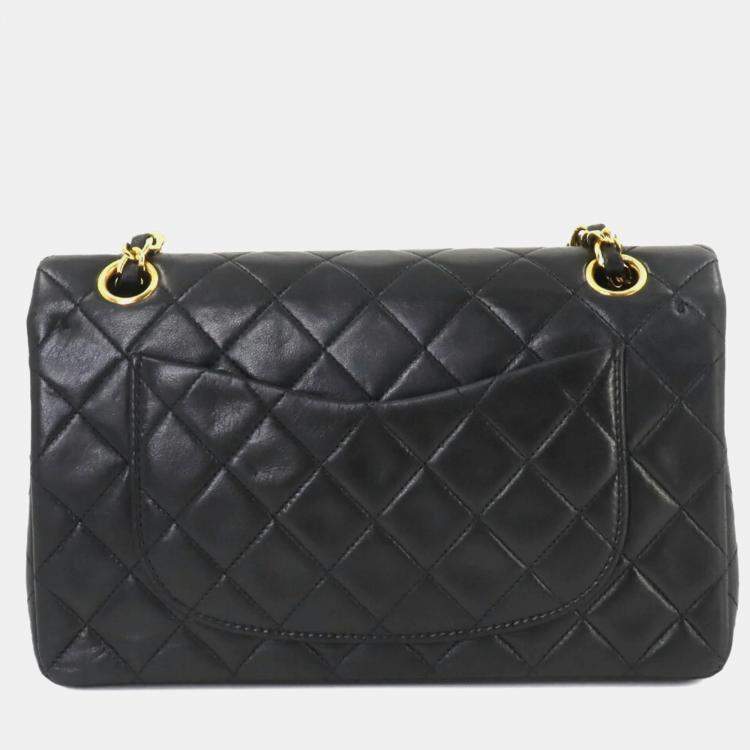 Chanel Black Leather Small Classic Double Flap Shoulder Bag