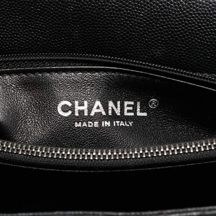 Pre Owned Chanel Black/Green Quilted Caviar Leather and Lizard Large Coco Top Handle Bag