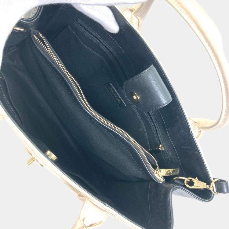 Pre Owned Chanel Beige CC Mark Bicolor Crossbody Bag