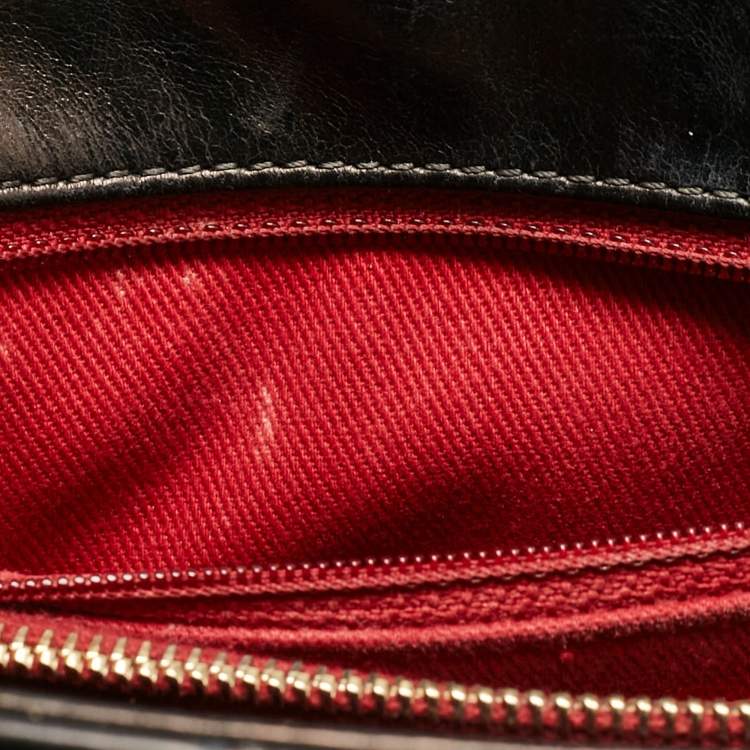 Pre Owned Chanel Black Chevron Leather Leather Small Coco Top Handle Bag