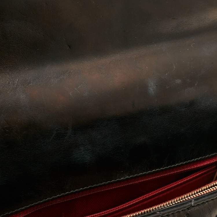 Pre Owned Chanel Black Chevron Leather Leather Small Coco Top Handle Bag