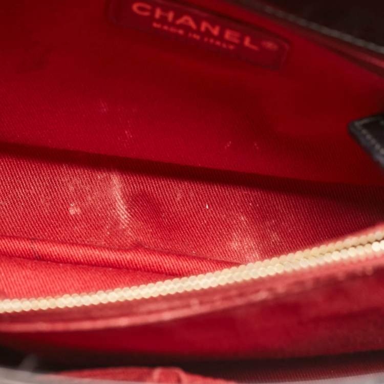 Pre Owned Chanel Black Chevron Leather Leather Small Coco Top Handle Bag