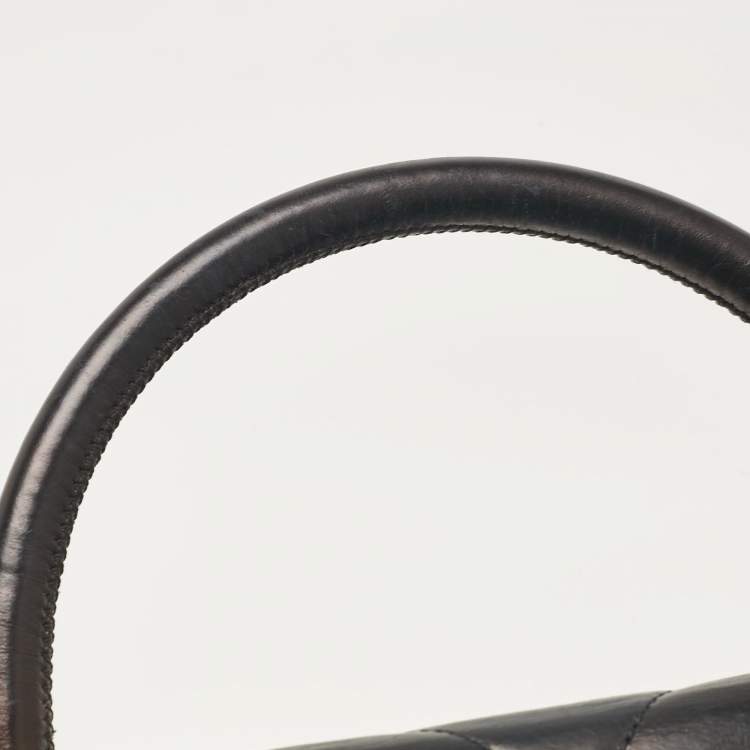 Pre Owned Chanel Black Chevron Leather Leather Small Coco Top Handle Bag