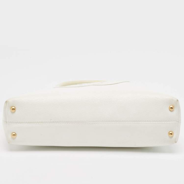 مملوكة مسبقًا Chanel White Caviar Leather CC Tote