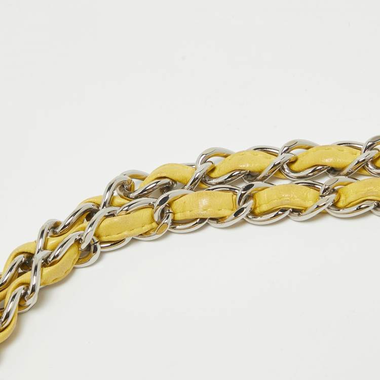 Pre Owned Chanel Yellow Quilted Leather Maxi Classic Single Flap Bag