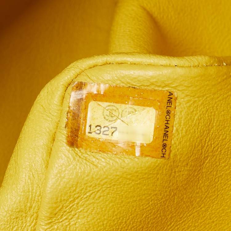Pre Owned Chanel Yellow Quilted Leather Maxi Classic Single Flap Bag