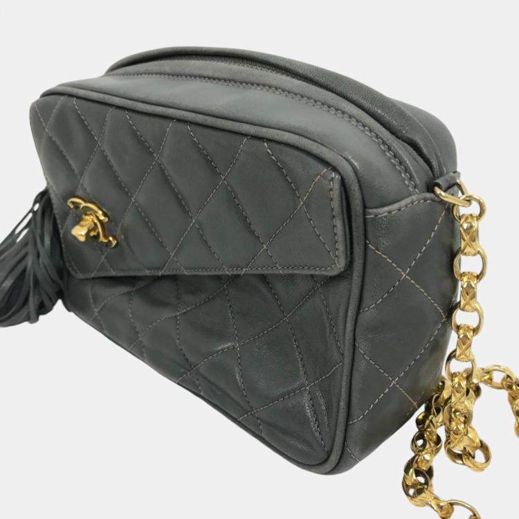 Pre Owned Chanel Gray Based CC Mark Single Chain Shoulder Bag