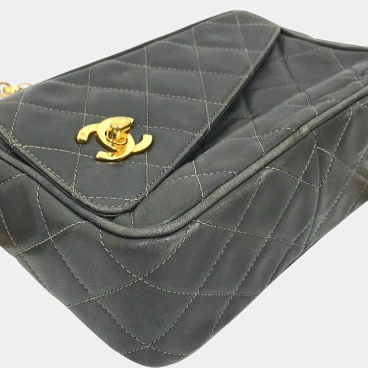 Pre Owned Chanel Gray Based CC Mark Single Chain Shoulder Bag