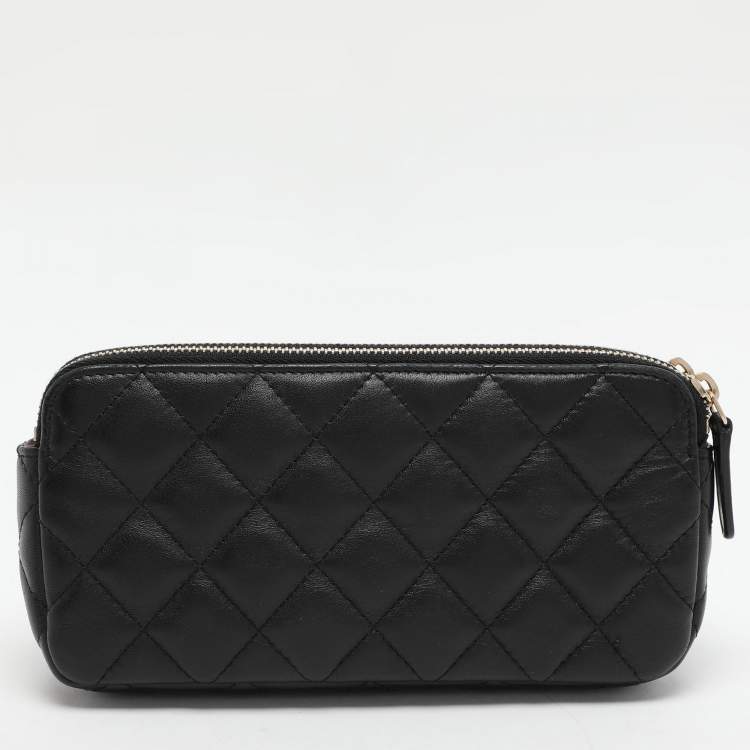 Pre Owned Chanel Black Quilted Leather CC Wallet On Chain