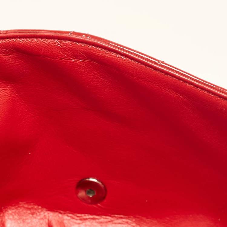 Pre Owned Chanel Red Quilted Patent Leather Maxi Classic Double Flap Bag