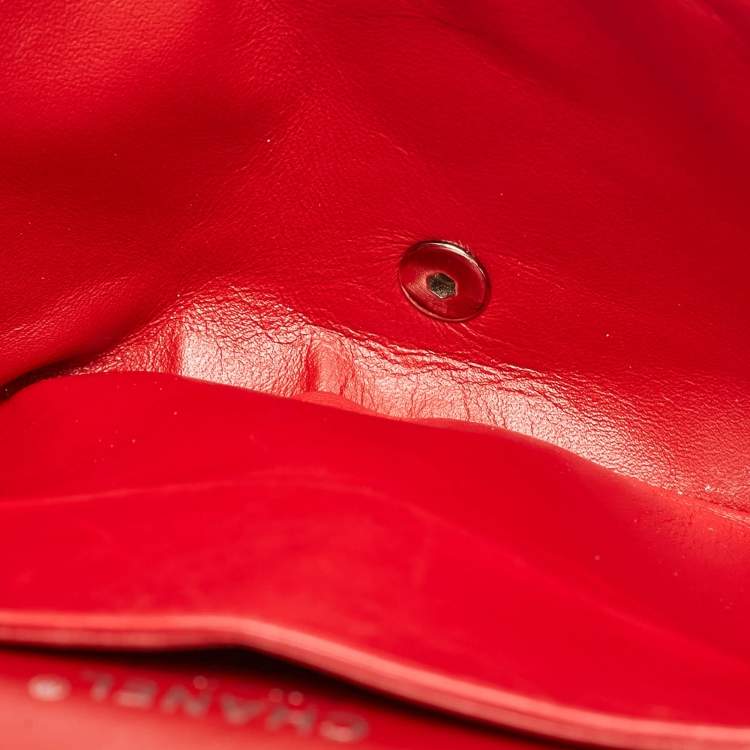 Pre Owned Chanel Red Quilted Patent Leather Maxi Classic Double Flap Bag