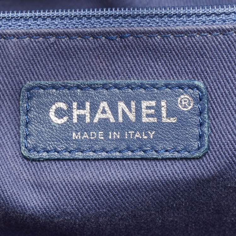 Pre Owned Chanel Blue Tweed Large Deauville Shopping Tote