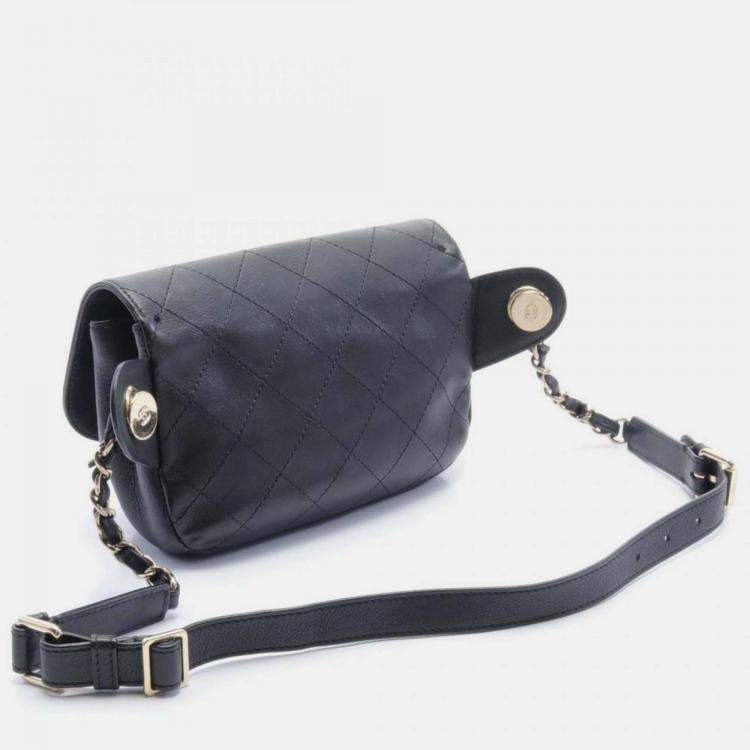 Chanel Black Leather Matelasse Waist Bag Chanel TLC