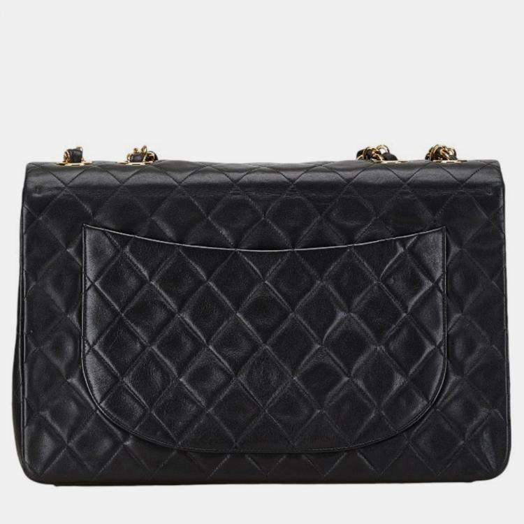 Pre Owned Chanel Black Lambskin Matelasse 33 Coco Mark Chain Shoulder Bag