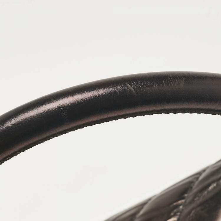 Pre Owned Chanel Black Chevron Leather Small Coco Top Handle Bag