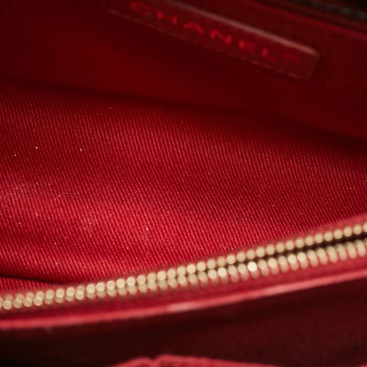 Pre Owned Chanel Black Chevron Leather Small Coco Top Handle Bag