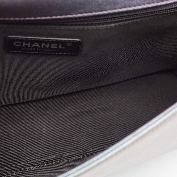 Pre Owned Chanel Purple Iridescent Quilted Leather New Medium Boy Flap Bag