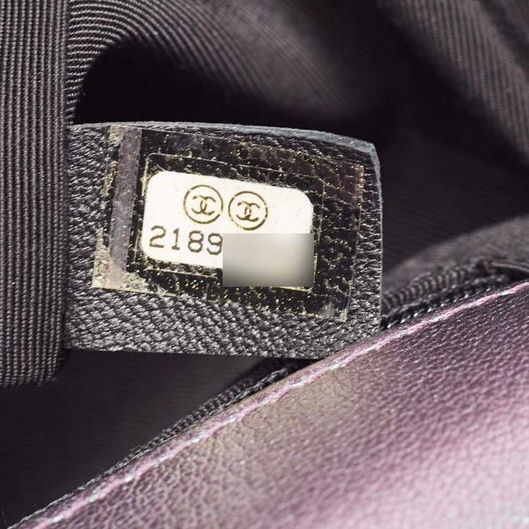 Pre Owned Chanel Purple Iridescent Quilted Leather New Medium Boy Flap Bag