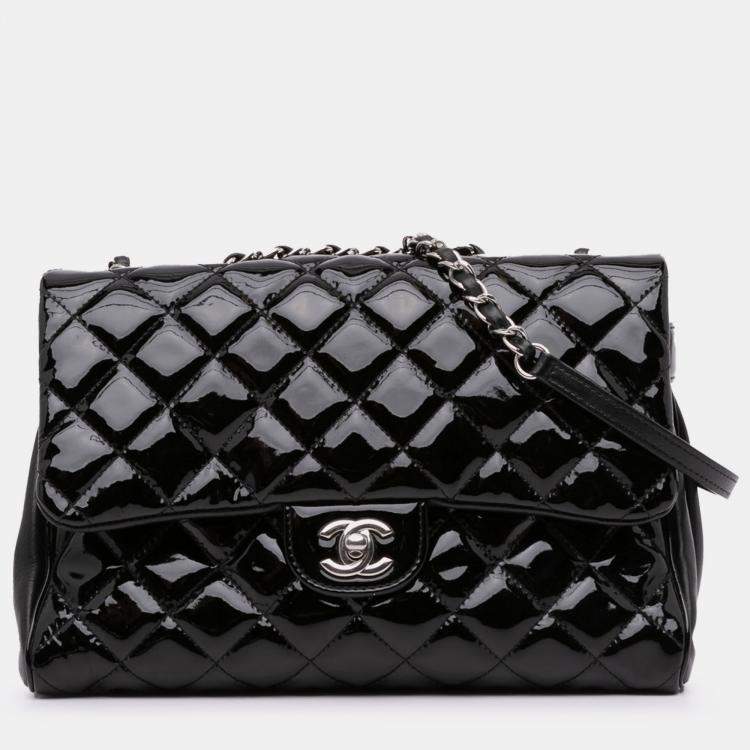 Chanel Black Quilted Patent Double Compartment Large Flap Bag Chanel TLC