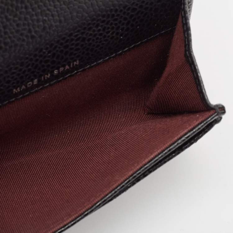 Pre Owned Chanel Black Caviar Leather CC Flap Card Case