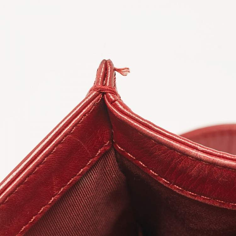 Pre Owned Chanel Red Leather Medium Paris-Edinburgh Celtic Boy Bag