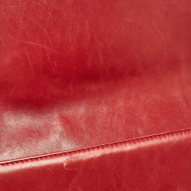 Pre Owned Chanel Red Leather Medium Paris-Edinburgh Celtic Boy Bag