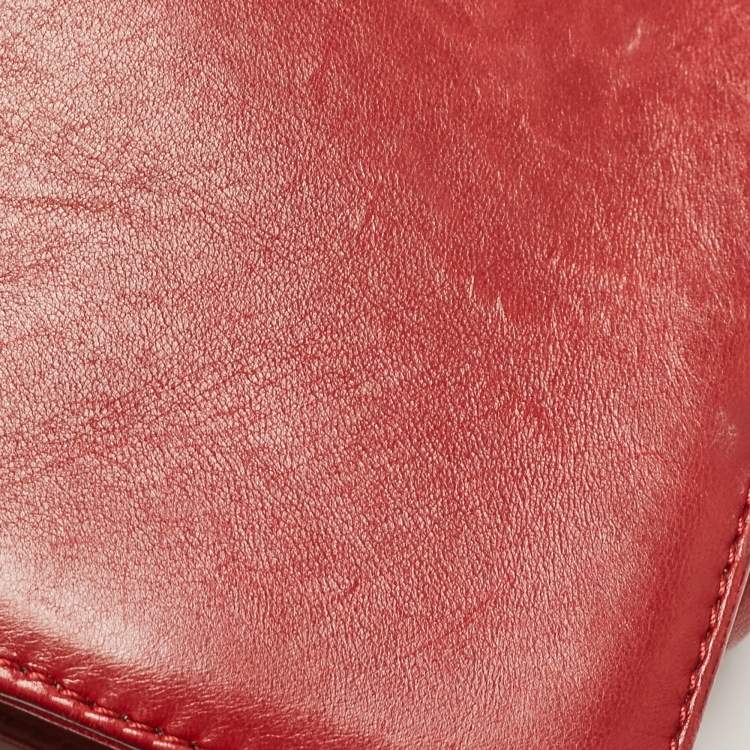 Pre Owned Chanel Red Leather Medium Paris-Edinburgh Celtic Boy Bag