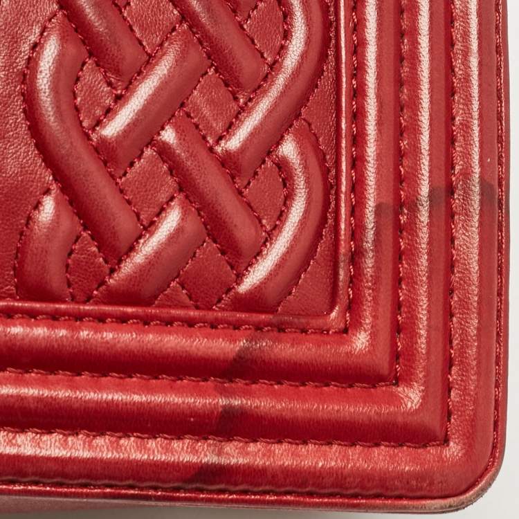 Pre Owned Chanel Red Leather Medium Paris-Edinburgh Celtic Boy Bag