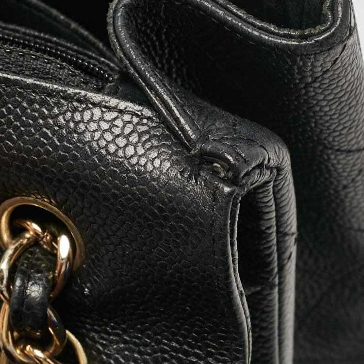 Pre Owned Chanel Black Caviar Quilted Leather Maxi Single Flap Bag