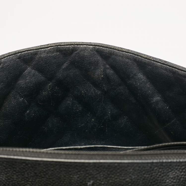 Pre Owned Chanel Black Caviar Quilted Leather Maxi Single Flap Bag