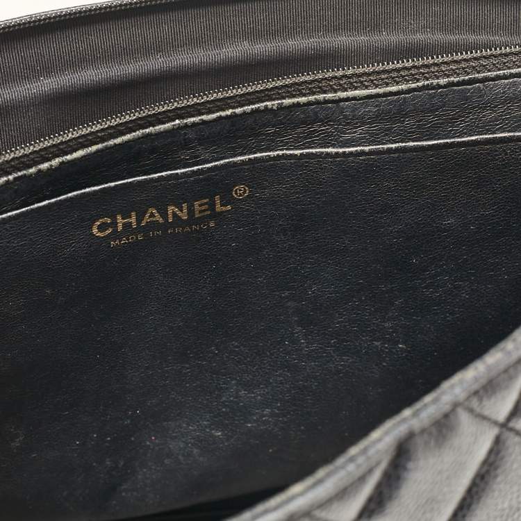 Pre Owned Chanel Black Caviar Quilted Leather Maxi Single Flap Bag