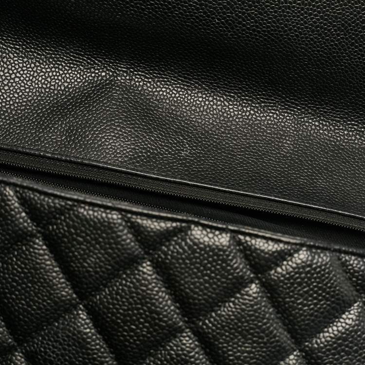 Pre Owned Chanel Black Caviar Quilted Leather Maxi Single Flap Bag