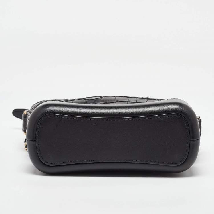 Pre Owned Chanel Black Leather and Crocodile CC Gabrielle Small Hobo