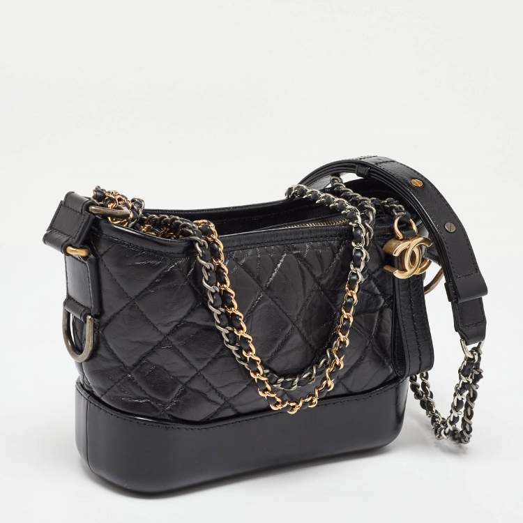Pre Owned Chanel Black Leather CC Gabrielle Small Hobo