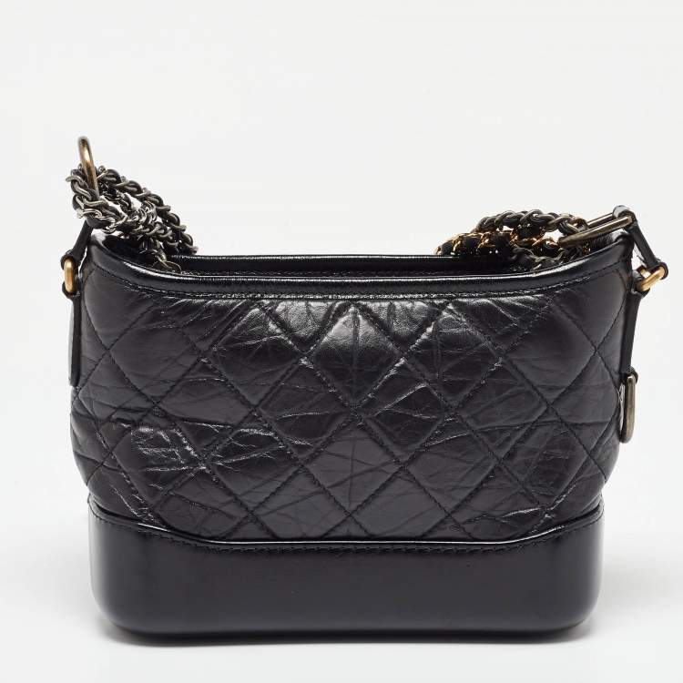 Pre Owned Chanel Black Leather CC Gabrielle Small Hobo