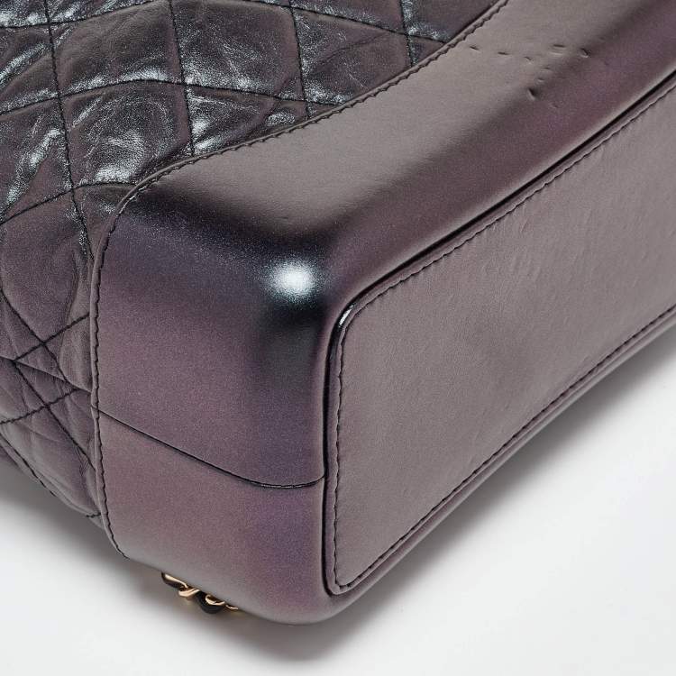Pre Owned Chanel Iridescent Dark Purple Quilted Leather CC Gabrielle Small Backpack