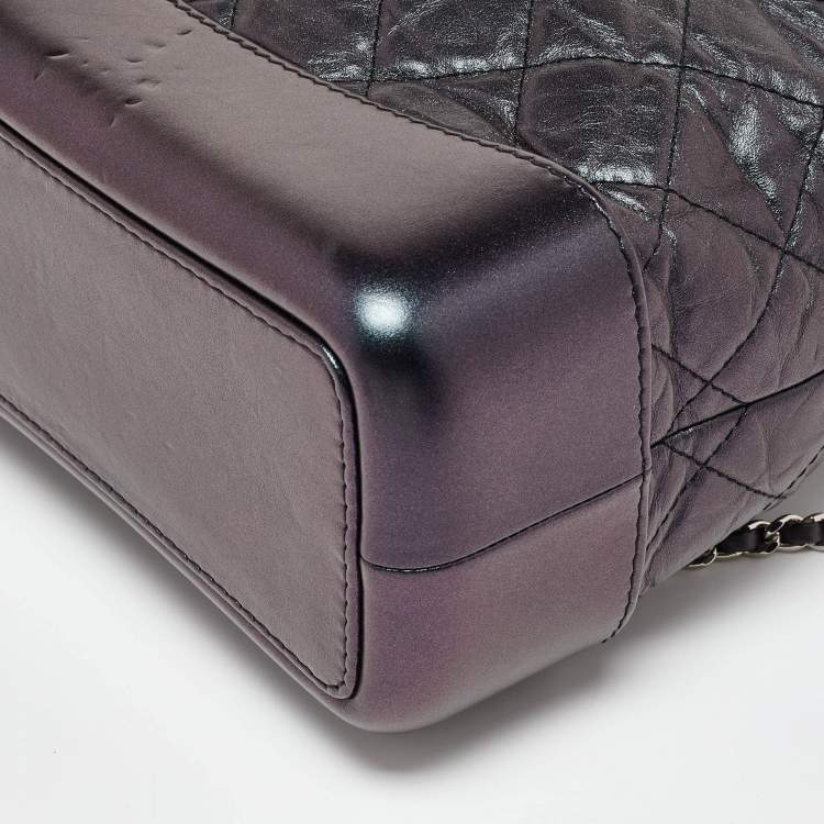 Pre Owned Chanel Iridescent Dark Purple Quilted Leather CC Gabrielle Small Backpack