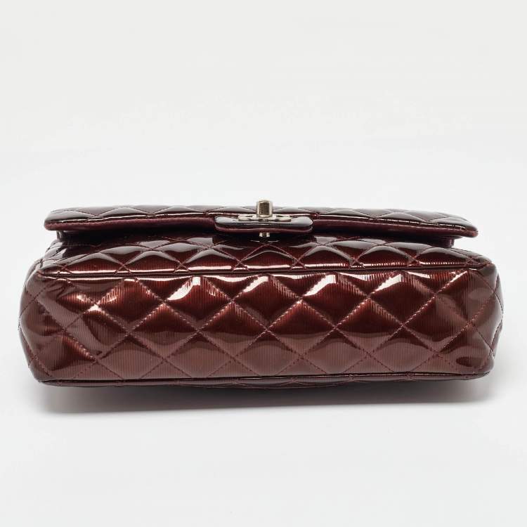 Pre Owned Chanel Brown Patent Leather Medium Classic Double Flap Bag