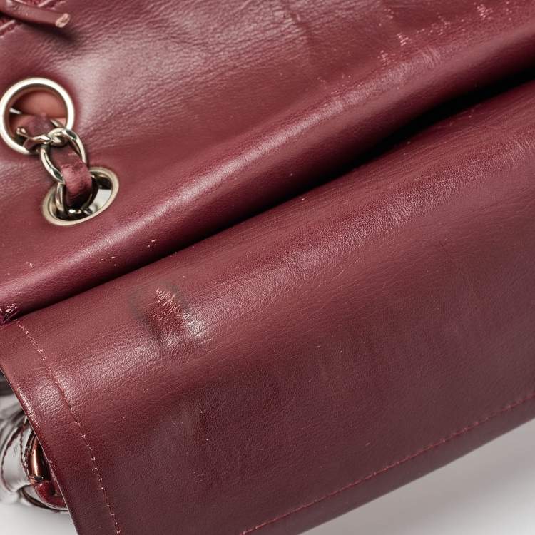 Pre Owned Chanel Brown Patent Leather Medium Classic Double Flap Bag