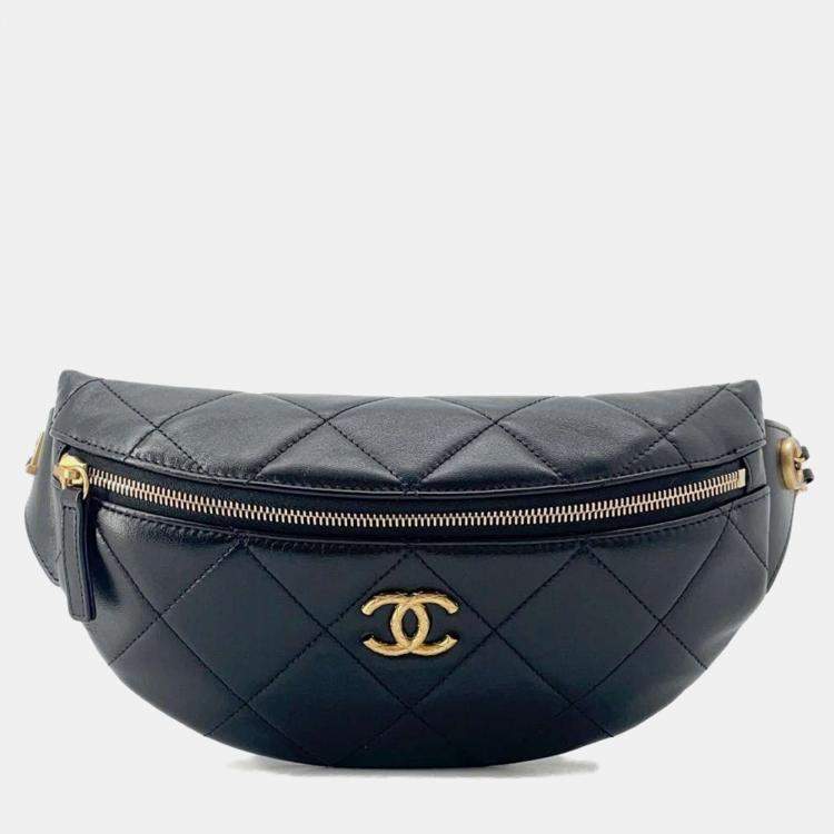 Chanel Black Lambskin Enamel Matelasse Waist Bag Chanel TLC