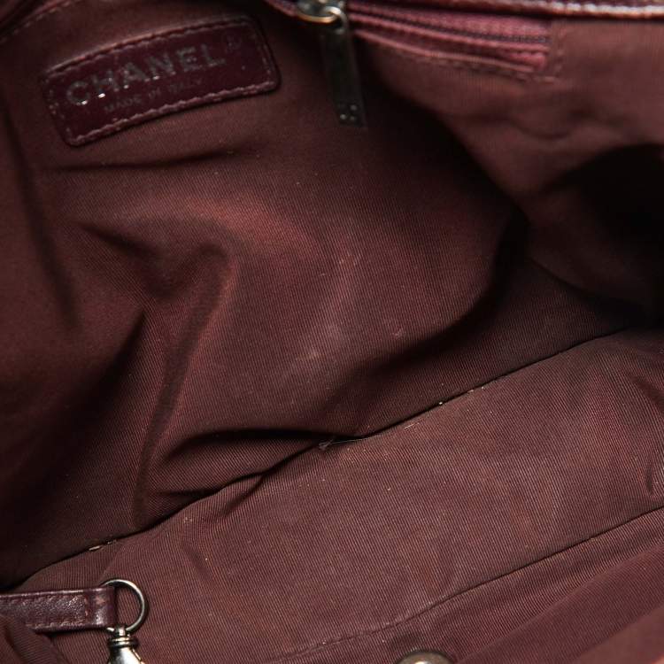 Pre Owned Chanel Burgundy Ombre Quilted Leather Large Boy Flap Bag